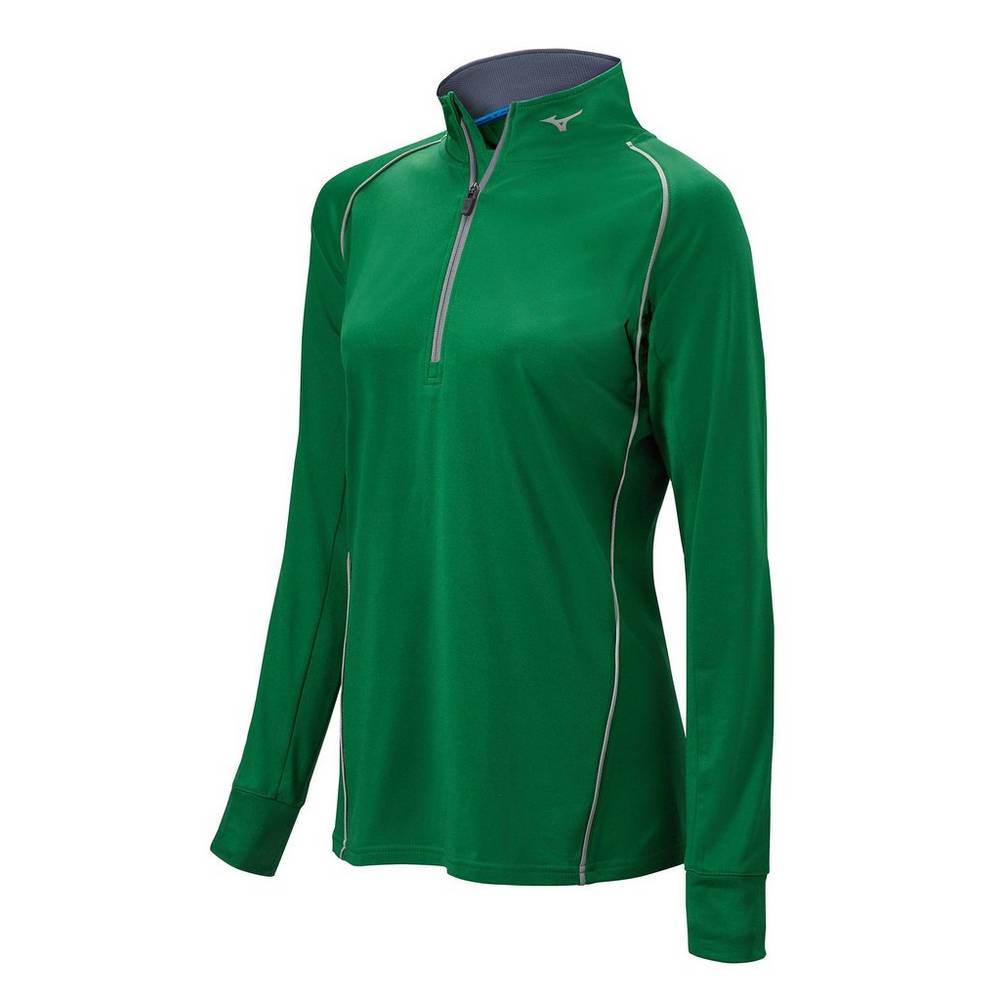 Moletom Mizuno Comp 1/2 Zip Long Sleeve - Mulher - Verdes - ESJHN5241